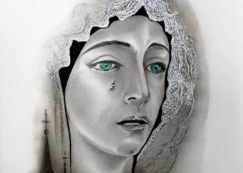 Detalle de la cara de la Virgen de la Salud