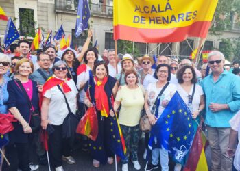 Afiliados del PP en la manifestación del domingo en Madrid
