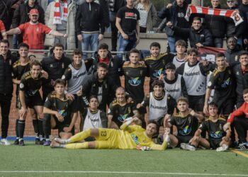 Celebración del Alcalá de su victoria la pasada jornada en Pozuelo ante el Cala (Foto RSD Alcalá)