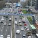 Autobuses interurbanos en la A-2 a la altura del puente de la Cea