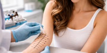 Prueba de alergias en consulta médica